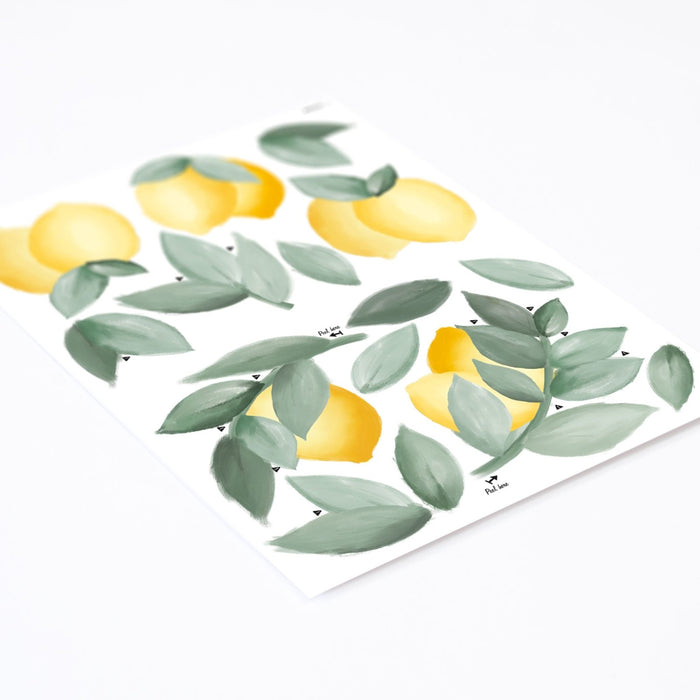 Wandaufkleber mit Zitronen und Blättern