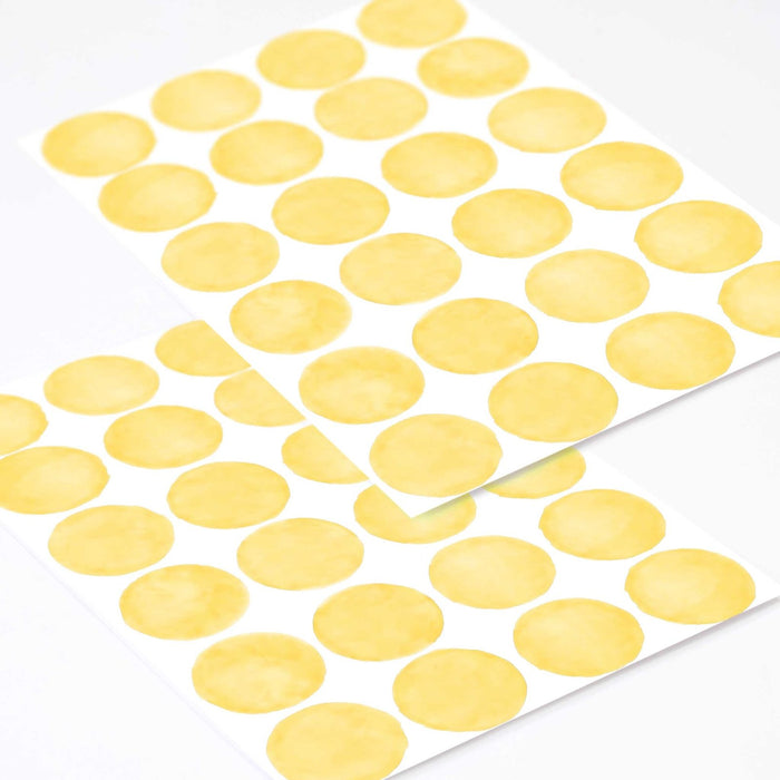 Mustard Yellow Watercolour Polka Dot Wall Stickers, 6 cm