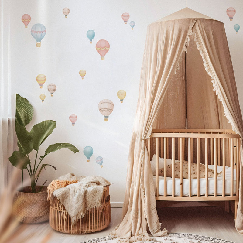 Night Sky Hot Air Balloons Wall Stickers - Wallpaper Stickers by Made of Sundays