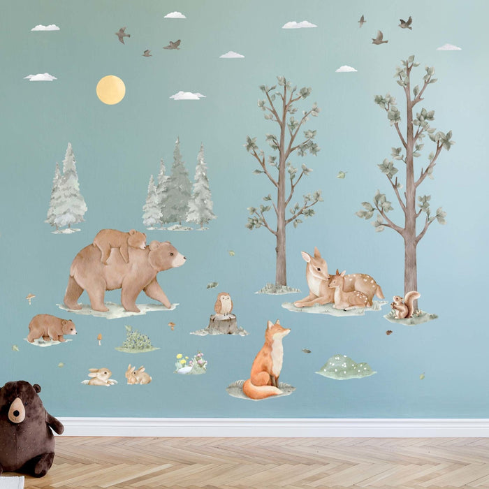 Αυτοκόλλητα τοίχου για ζώα και δέντρα του σκανδιναβικού δάσους