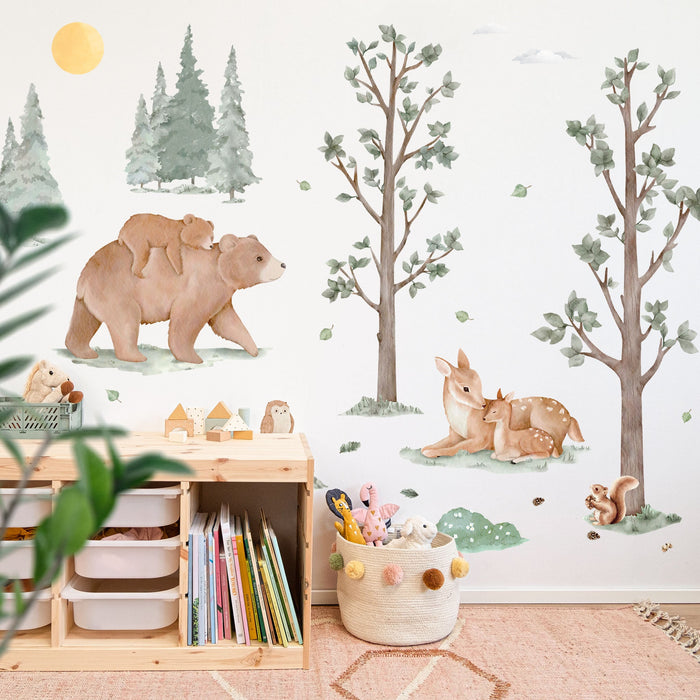Animal Forest Trees Nursery Wall Decal Sticker
