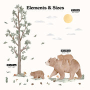 Nordic Forest Bear and Cub Wall Stickers - Made of Sundays