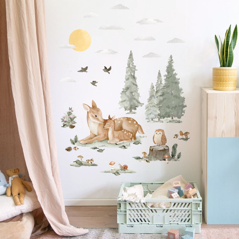 Nordic Forest Deer family Wall Stickers - Made of Sundays
