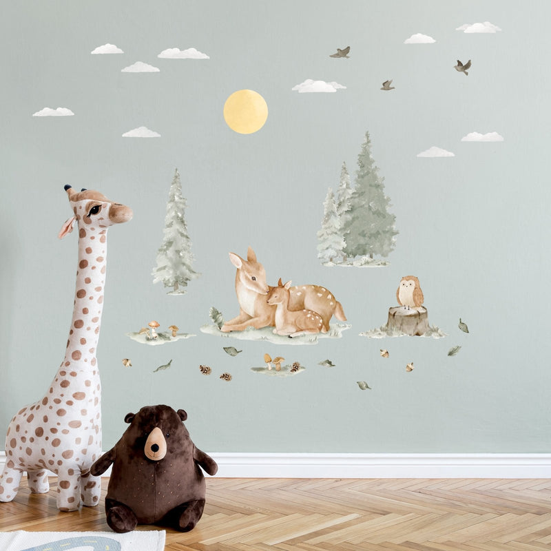 Nordic Forest Deer family Wall Stickers - Made of Sundays