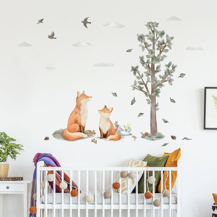 Nordic Forest Fox family Wall Stickers - Made of Sundays