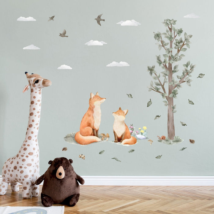 Nordic Forest Fox family Wall Stickers - Made of Sundays