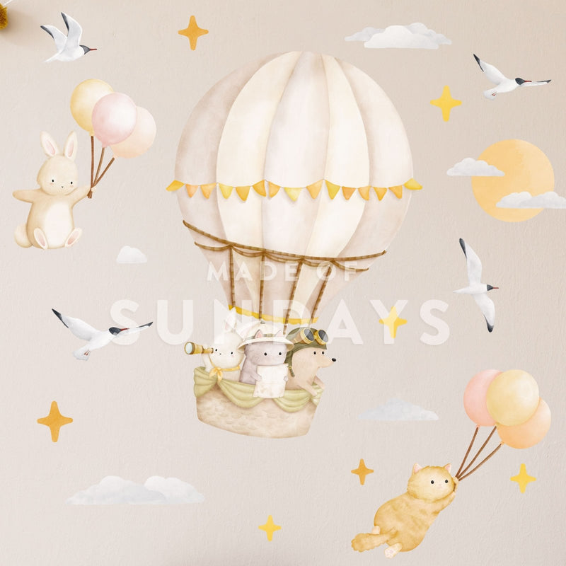 Animaux et Montgolfière Personnalisée - Stickers muraux