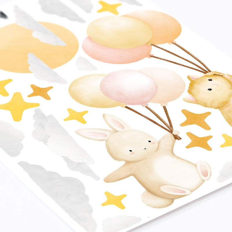 Animaux et Montgolfière Personnalisée - Stickers muraux