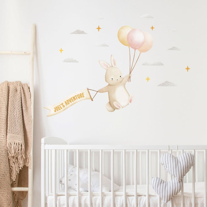 Personalised Floating Bunny Wall Sticker