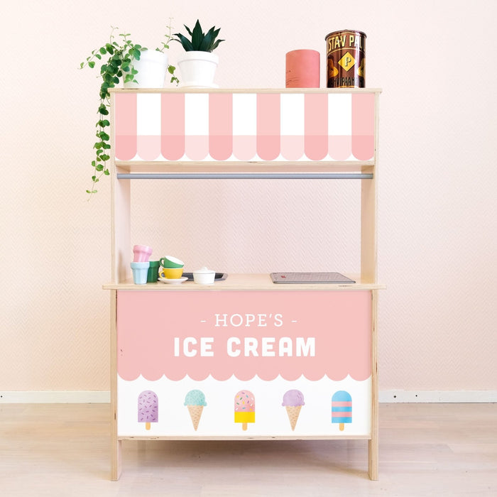 IKEA Duktig Play Kitchen用のパーソナライズされたアイスクリームスタンドデカール