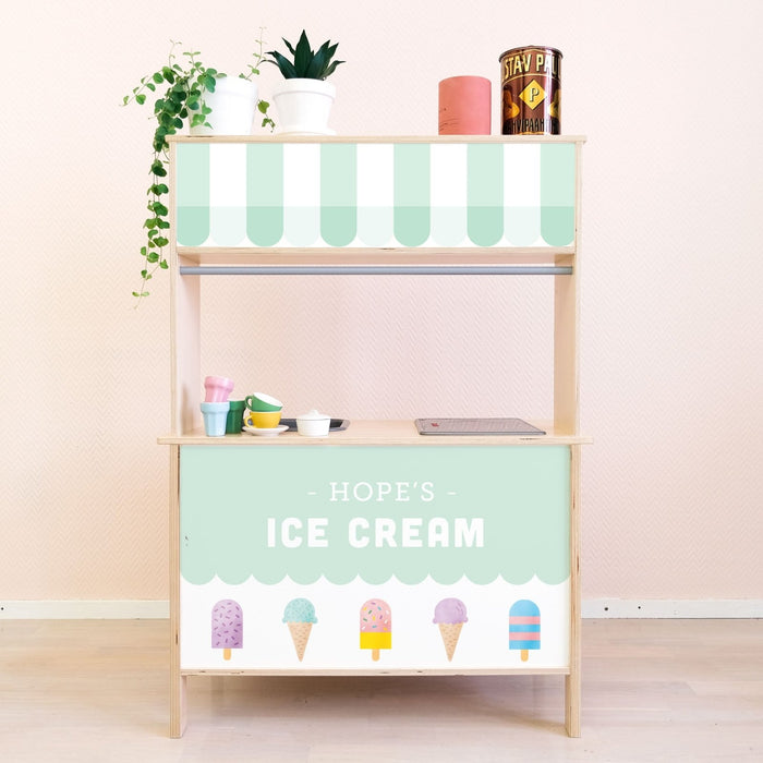 Personalisierte Eisständer-Aufkleber für die Ikea Duktig Spielküche
