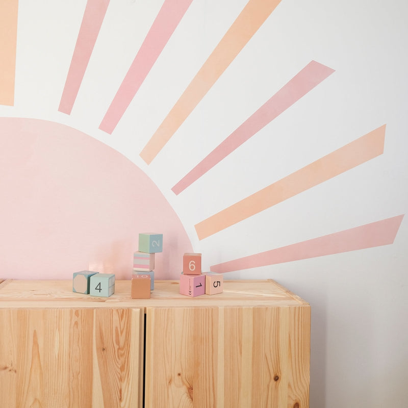 Pink Big Rising Sun Wall Sticker