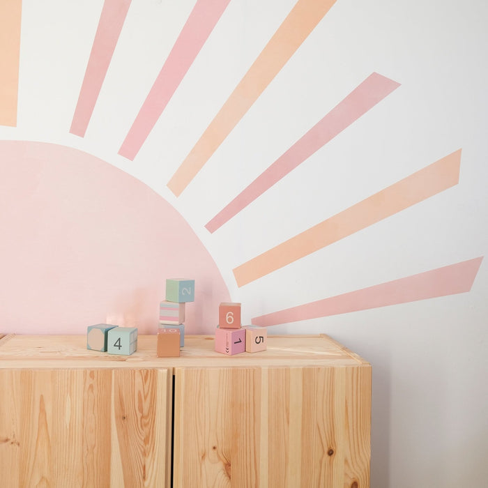 Ροζ αυτοκόλλητο τοίχου Big Rising Sun