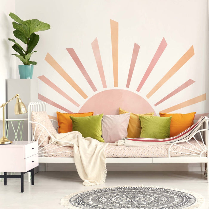 Pink Big Rising Sun Wall Sticker
