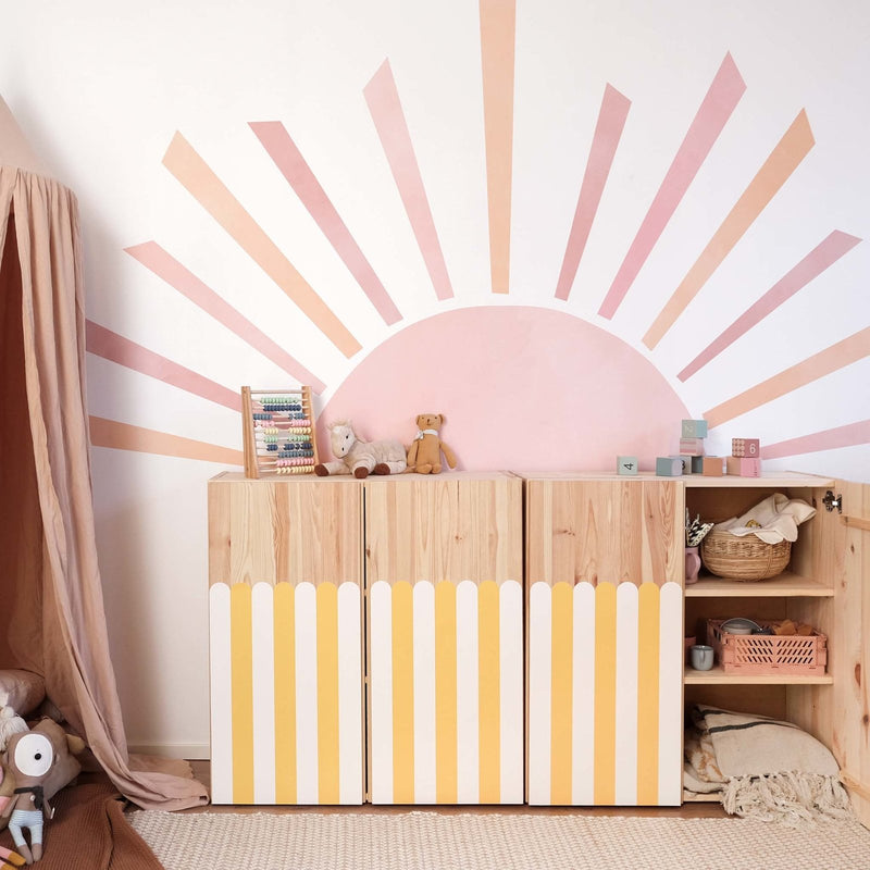Pink Big Rising Sun Wall Sticker