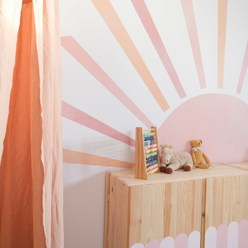 Pink Big Rising Sun Wall Sticker
