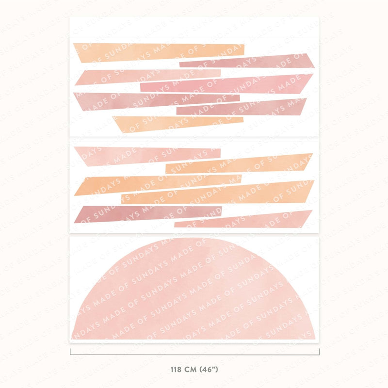Pink Big Rising Sun Wall Sticker