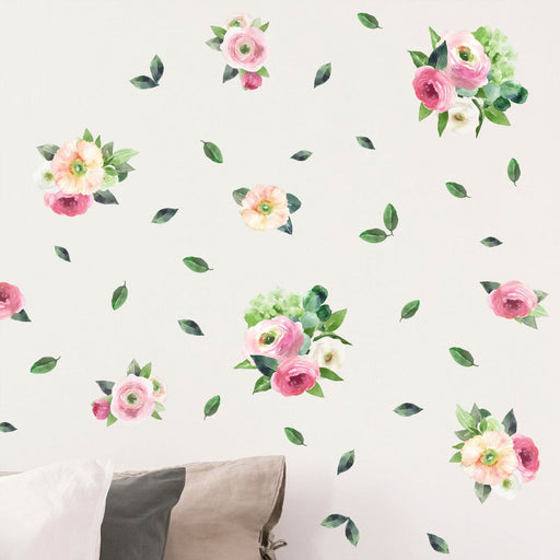 Pink Garden Watercolour Flowers Wall Stickers, wall decals by Made of Sundays