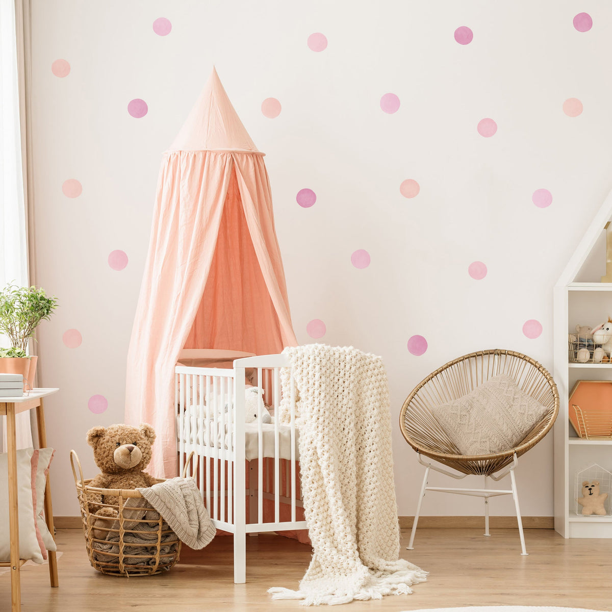 Plastic-Free Pink Polka Dot Wall Stickers: Easy Peel & Stick Fun — Made ...
