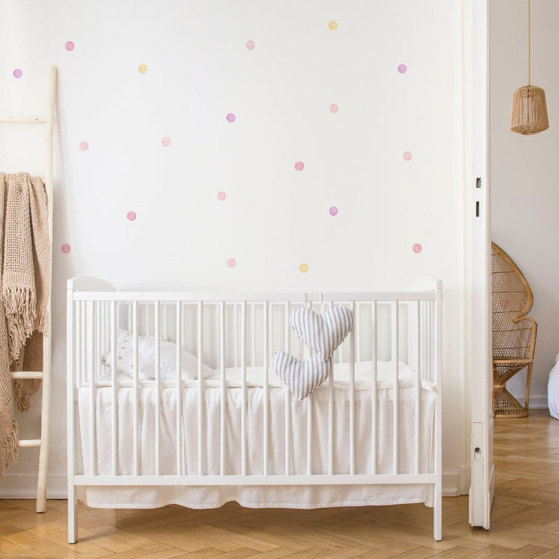 Pink Mix Watercolour Polka Dot Wall Stickers, 3.5 cm, wall decals by Made of Sundays