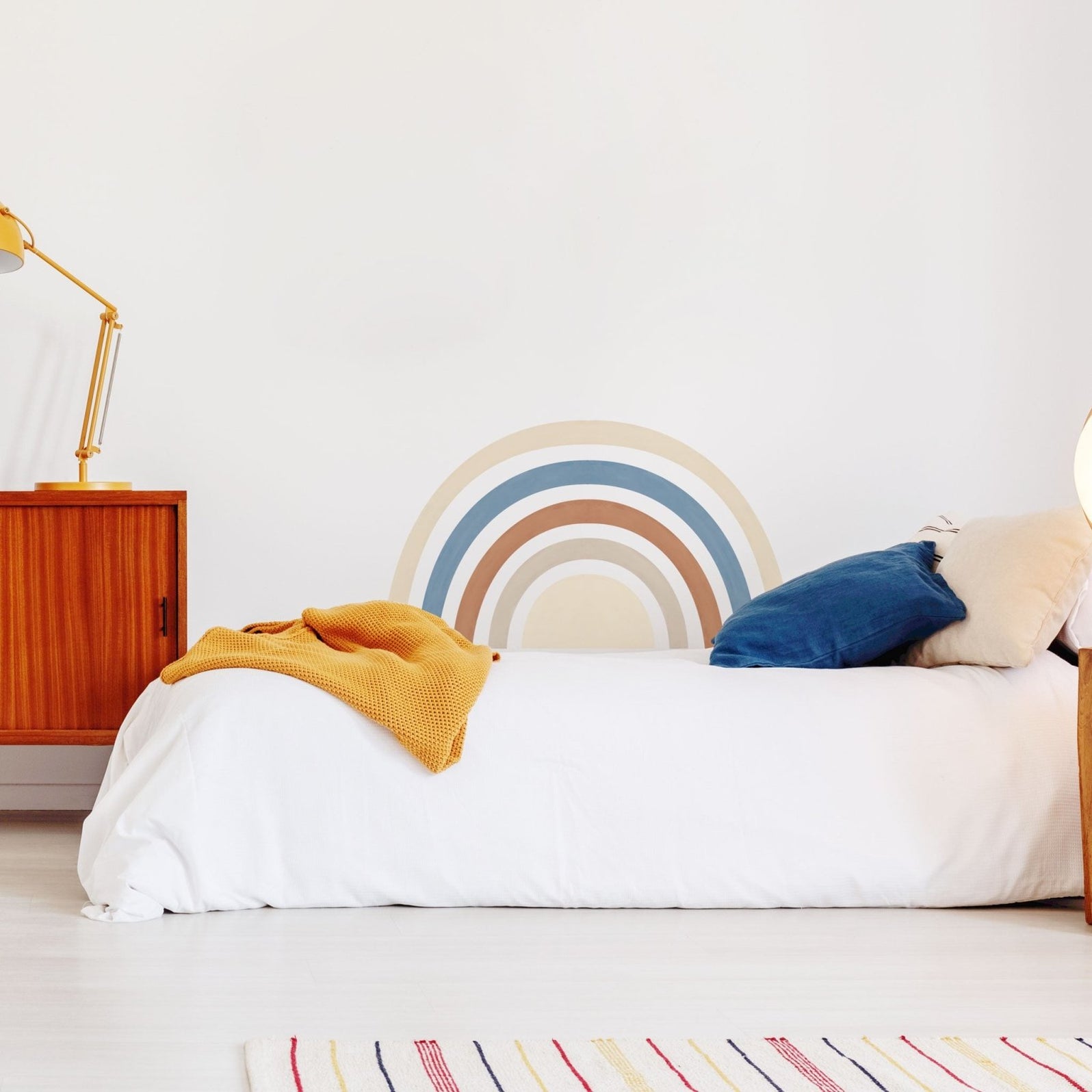 Big Blue Boho Mural Rainbow Wall Sticker for fun home decor, plastic