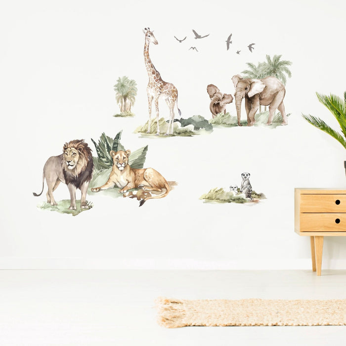 Adesivi murali animali della savana