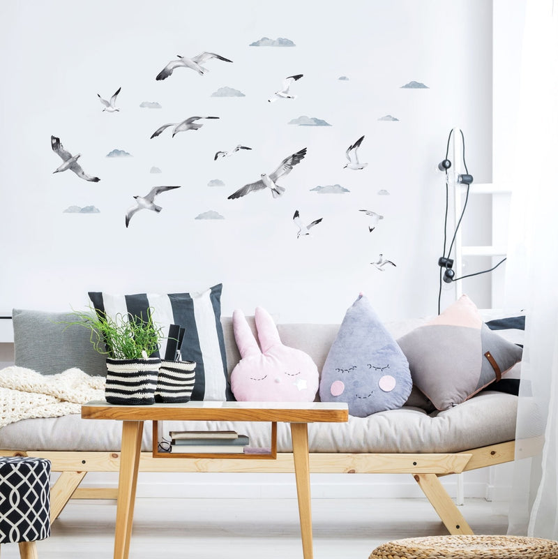 Seagulls & Clouds Wall Sticker Themepack, wall decals by Made of Sundays