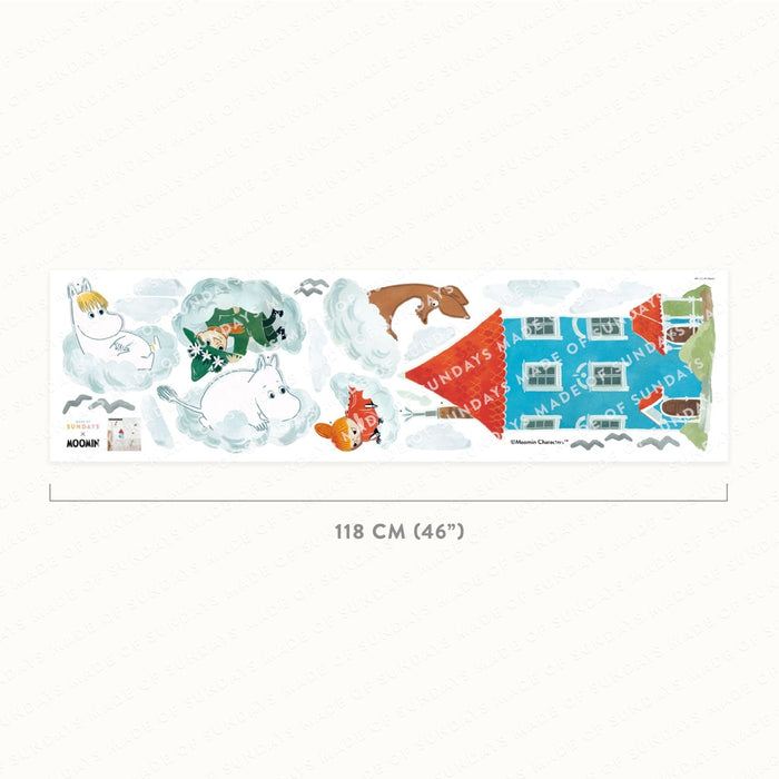 Sticker mural Petite maison Moomin avec nuages