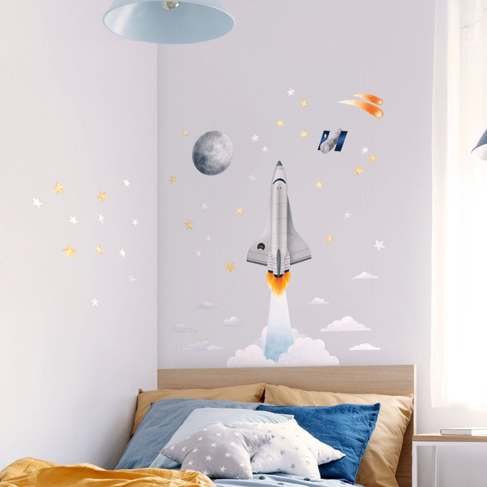 Piccoli adesivi murali con decollo di un razzo spaziale