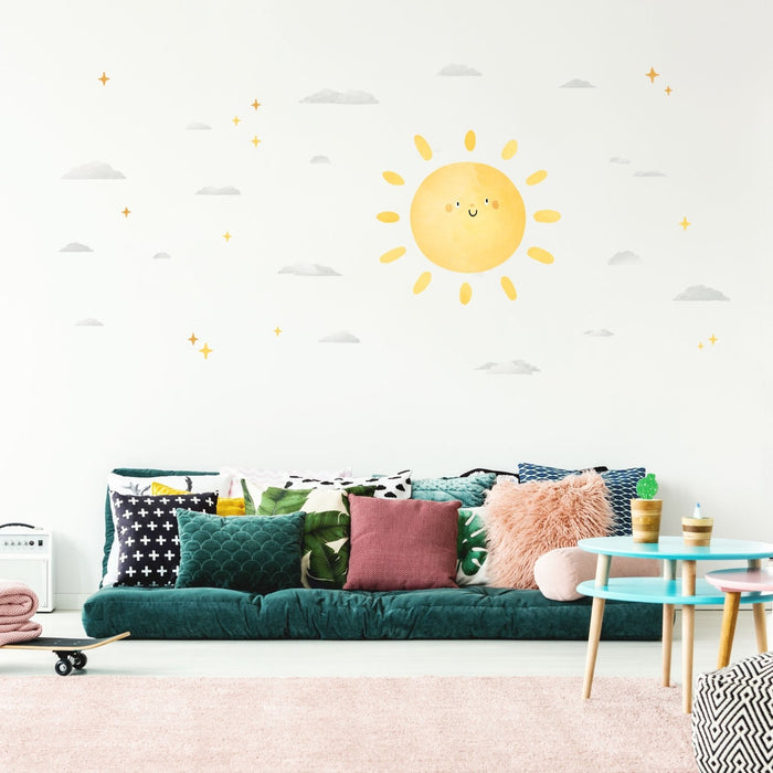 Sonnen Wandtattoo – Selbstklebende Deko Für Wohnzimmer, Kinderzimmer & Küche | 6 Größen, Haftet Auf Raufaser