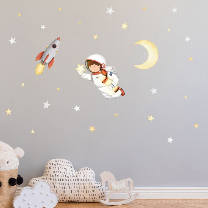 Astronaute Collectionneur d'étoiles Personnalisable - Sticker mural