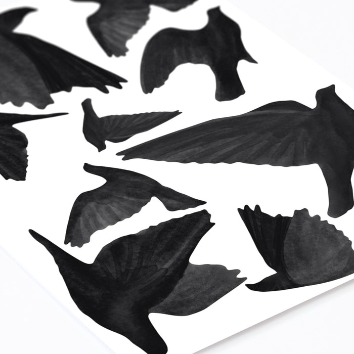 Stickers muraux oiseaux aquarellés
